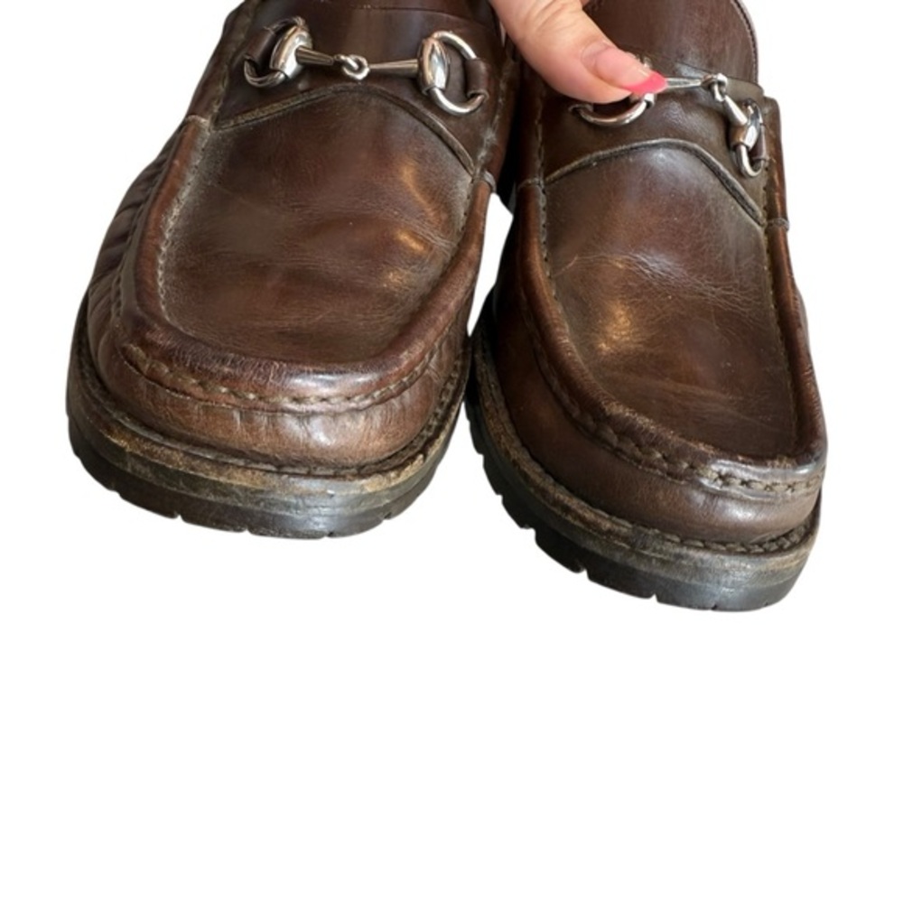 Gucci Men’s 8 Horsebit Loafers Brown Leather Silver Old Money Equestrian Classic - Picture 6 of 16